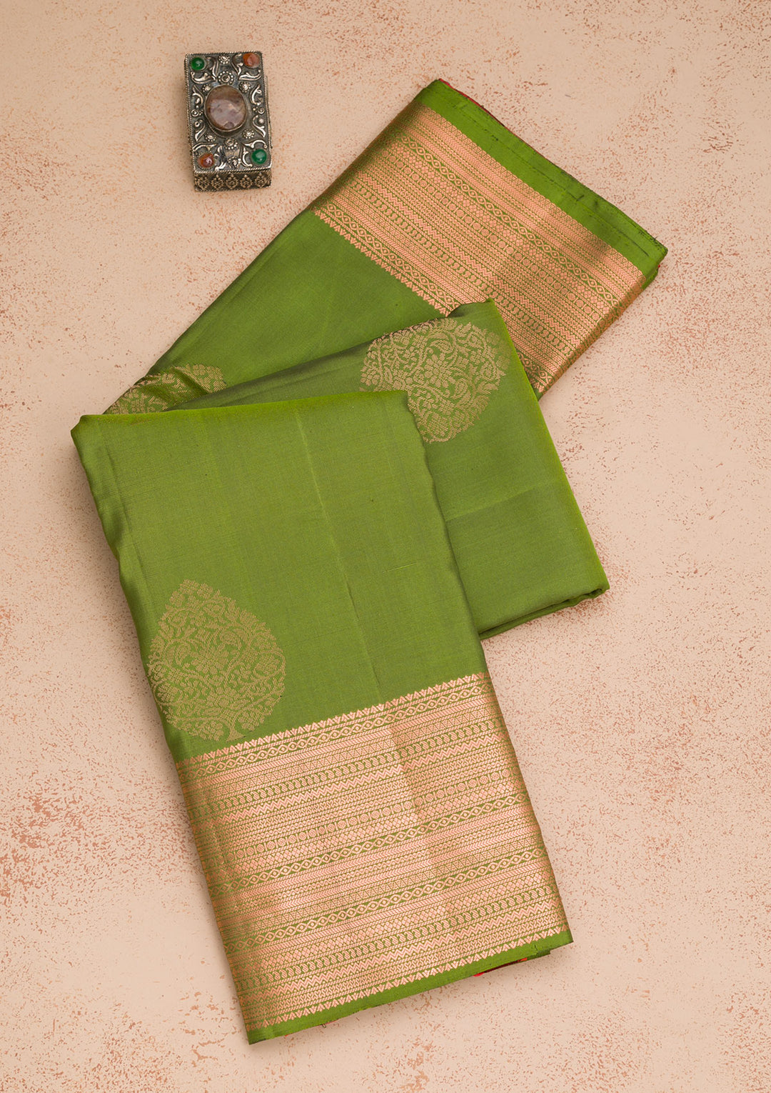 Leaf Green Zariwork Kanjivaram Pure Silk Saree