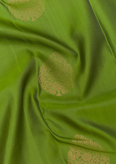 Leaf Green Zariwork Pure Silk Saree