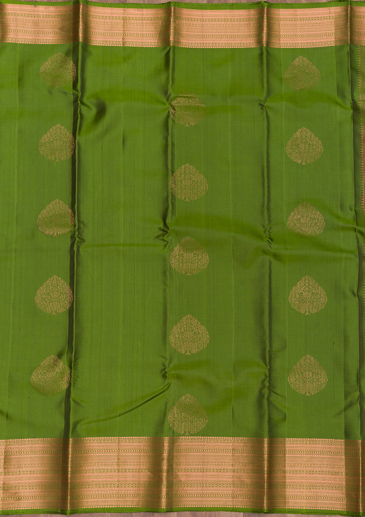 Leaf Green Zariwork Kanjivaram Pure Silk Saree