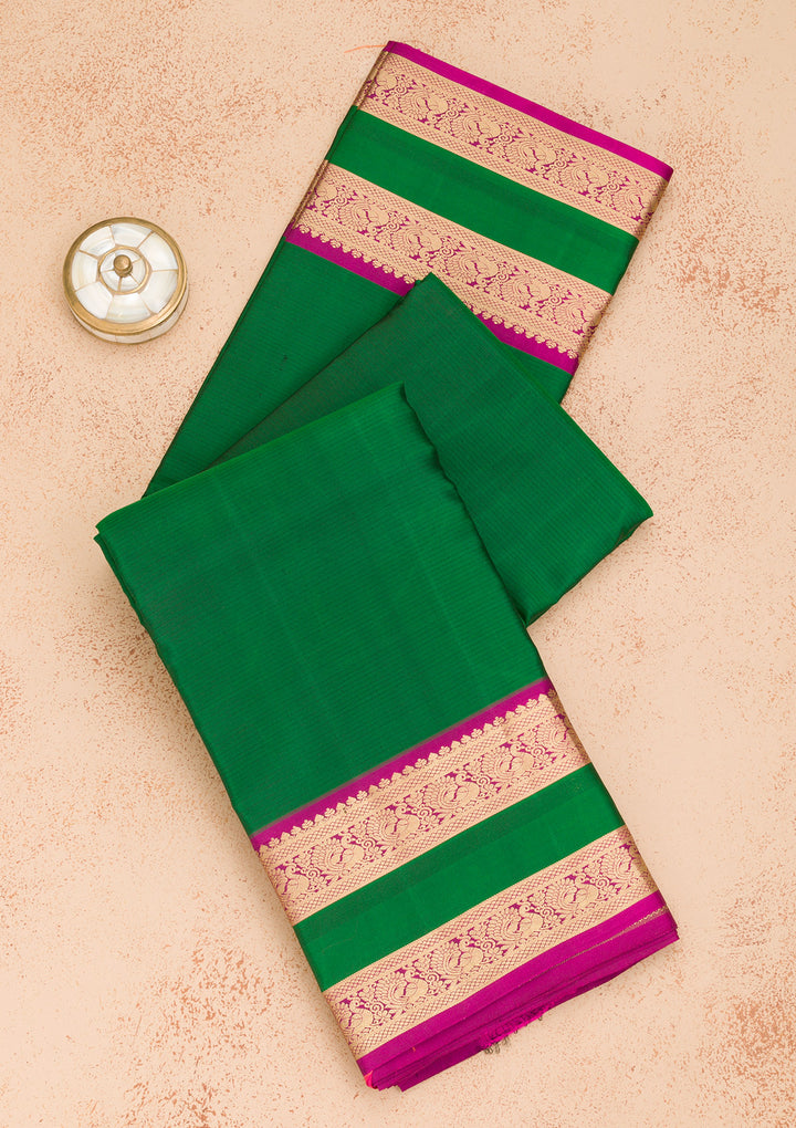 Bottle Green Zariwork Kanjivaram Pure Silk Saree