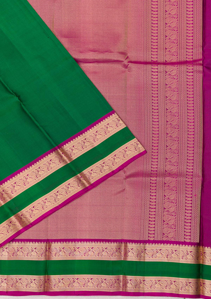 Bottle Green Zariwork Kanjivaram Pure Silk Saree