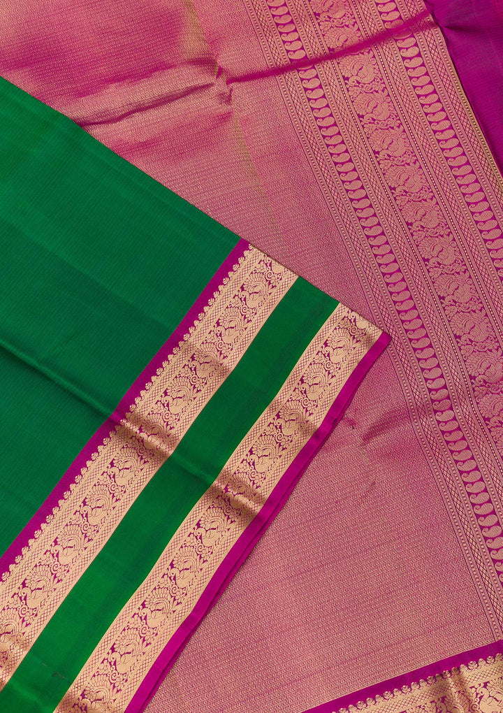 Bottle Green Zariwork Kanjivaram Pure Silk Saree