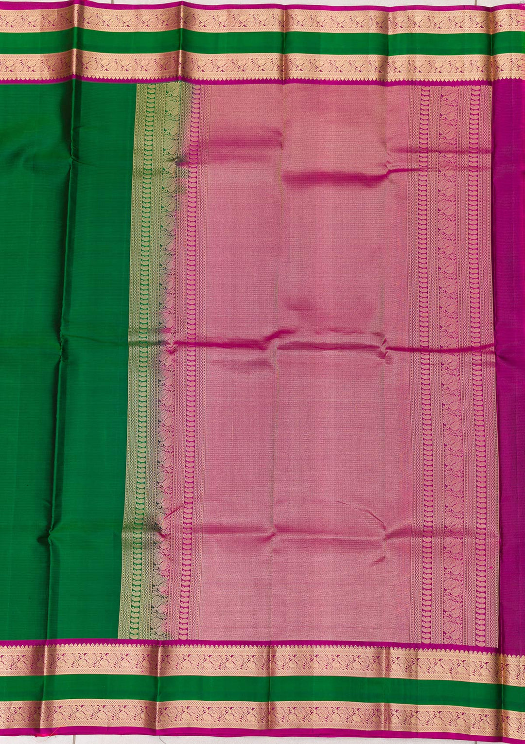 Bottle Green Zariwork Kanjivaram Pure Silk Saree