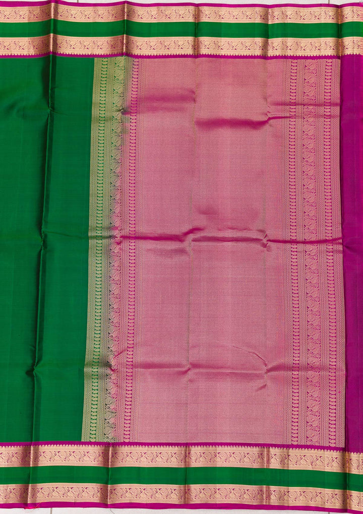 Bottle Green Zariwork Kanjivaram Pure Silk Saree