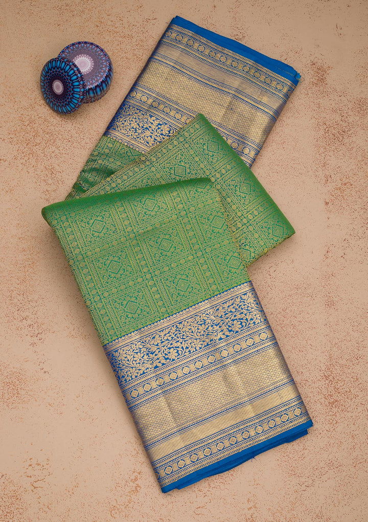 Leaf Green Zariwork Kanjivaram Pure Silk Saree