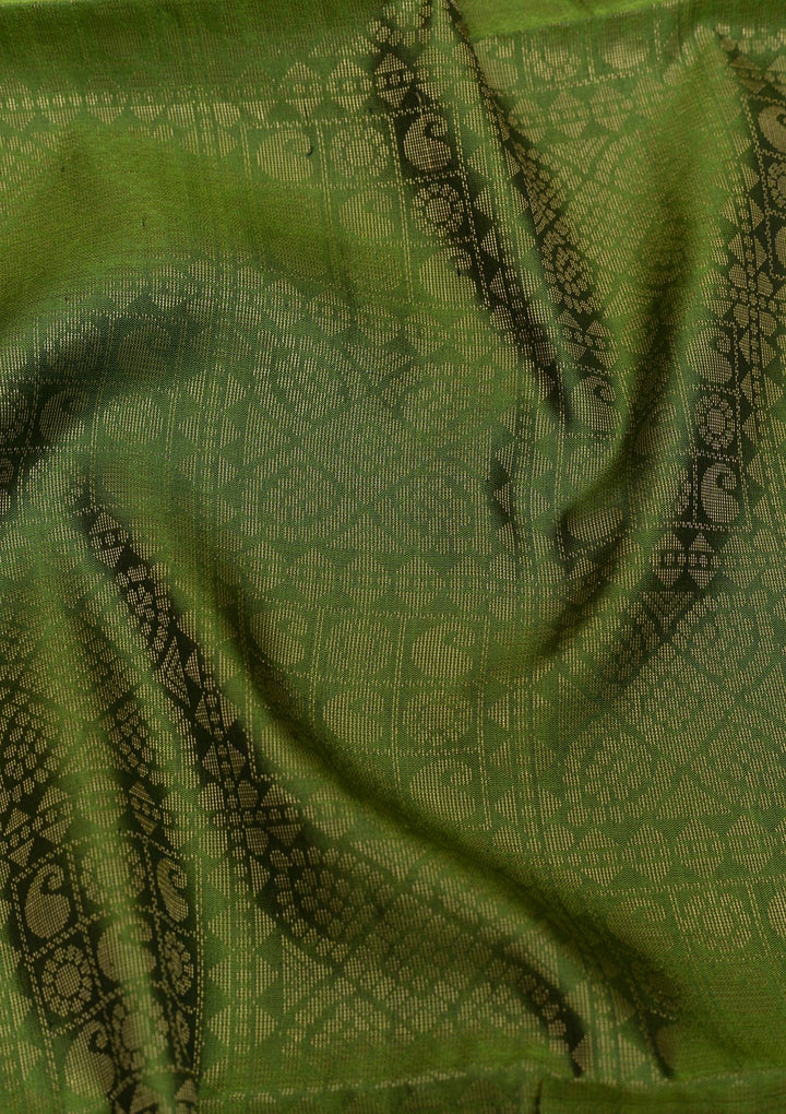 Leaf Green Zariwork Pure Silk Saree