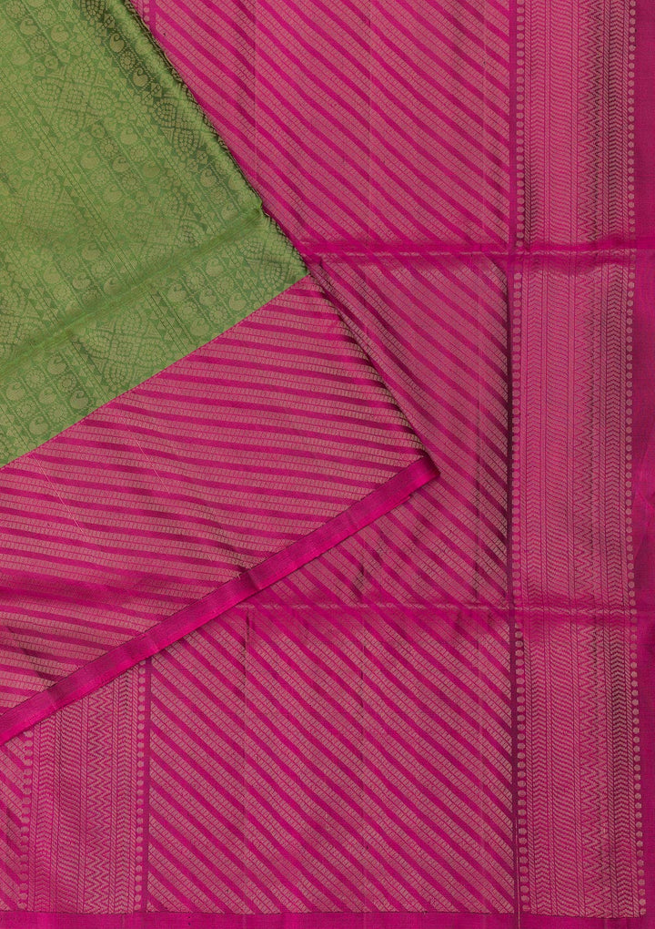 Leaf Green Zariwork Pure Silk Saree