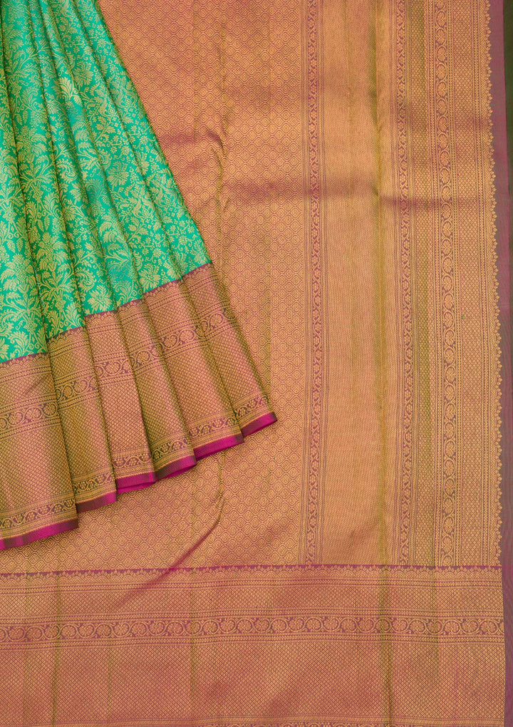 Leaf Green Zariwork Pure Silk Saree