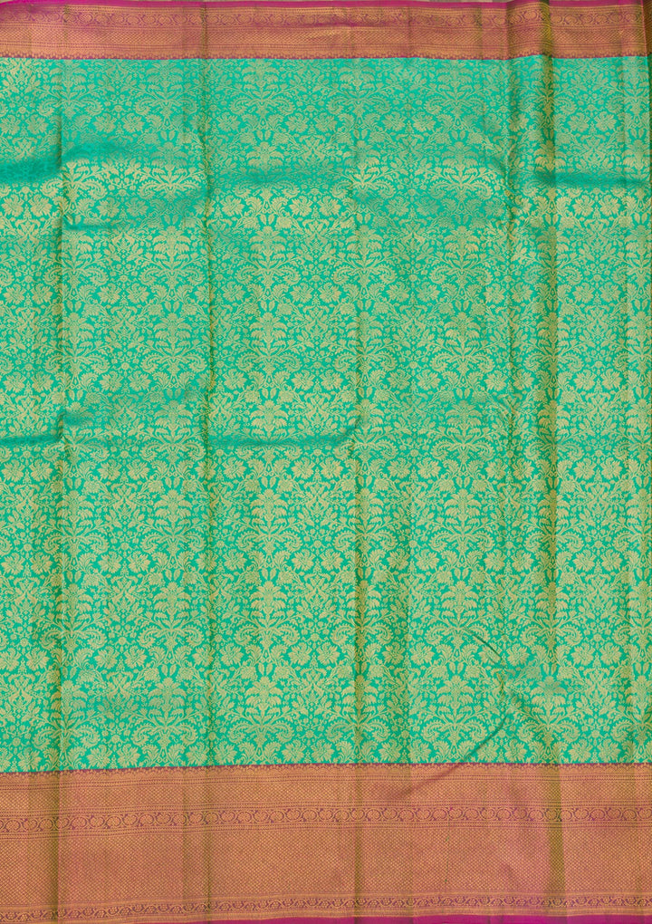 Leaf Green Zariwork Pure Silk Saree