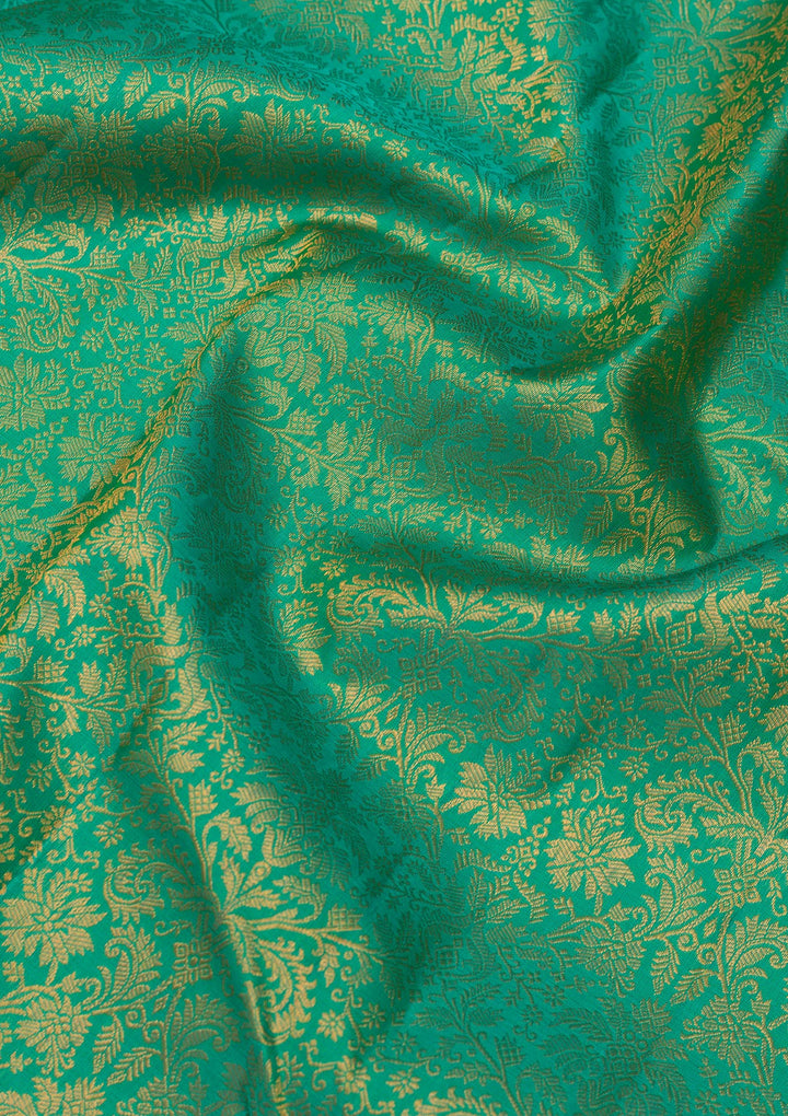 Leaf Green Zariwork Pure Silk Saree