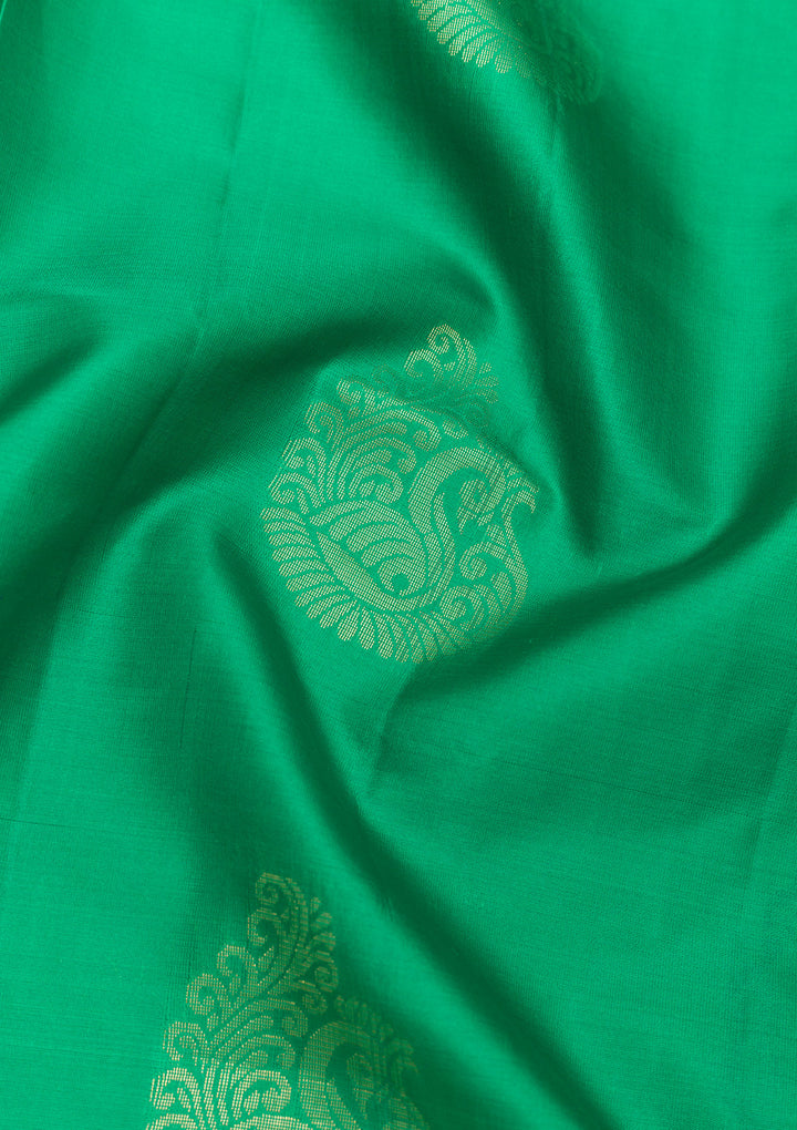 Leaf Green Zariwork Pure Silk Saree