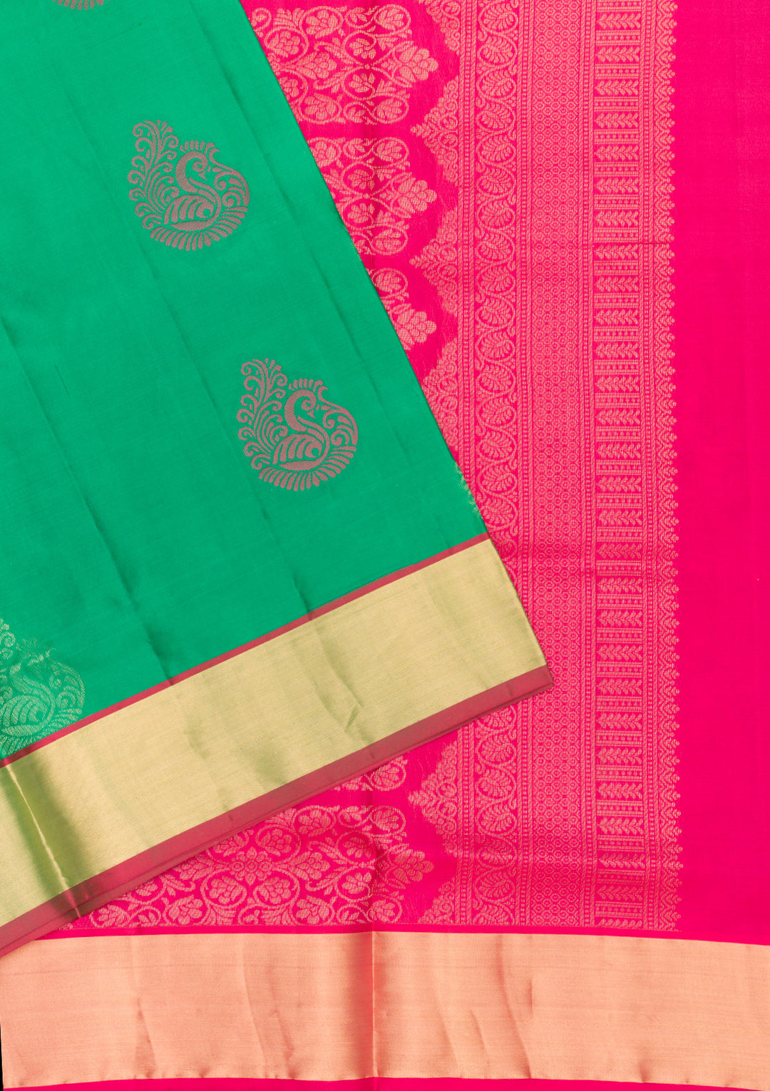 Leaf Green Zariwork Pure Silk Saree