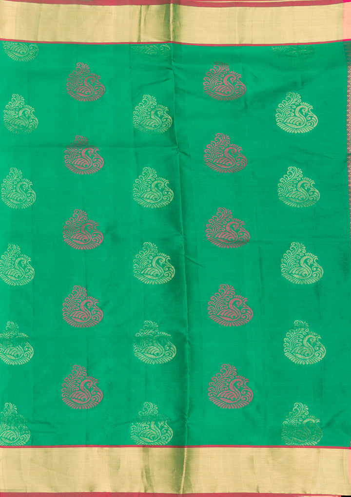 Leaf Green Zariwork Pure Silk Saree