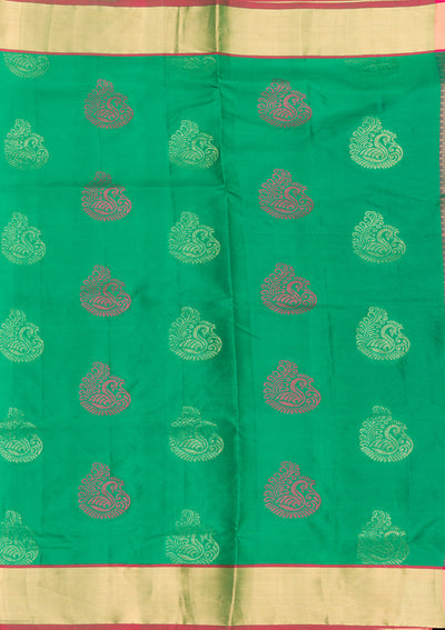 Leaf Green Zariwork Pure Silk Saree