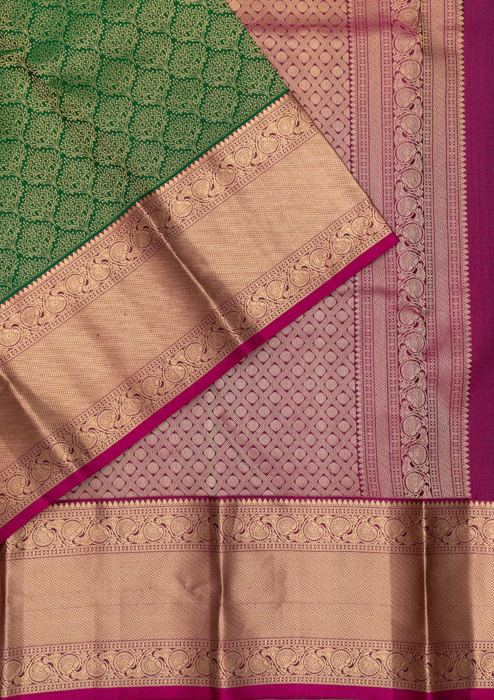 Leaf Green Zariwork Pure Silk Saree