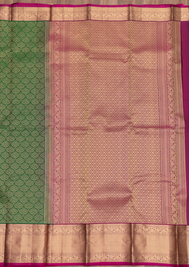 Leaf Green Zariwork Pure Silk Saree