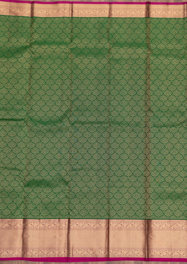 Leaf Green Zariwork Pure Silk Saree
