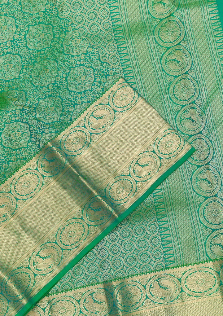 Leaf Green Zariwork Kanjivaram Pure Silk Saree