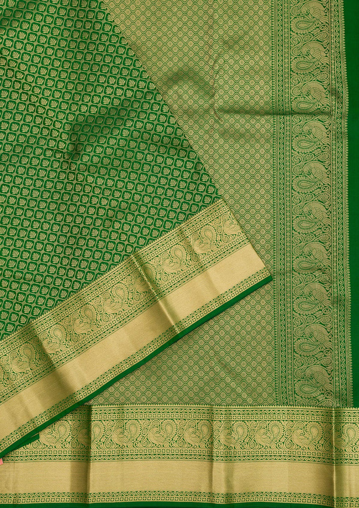 Leaf Green Zariwork Pure Silk Saree