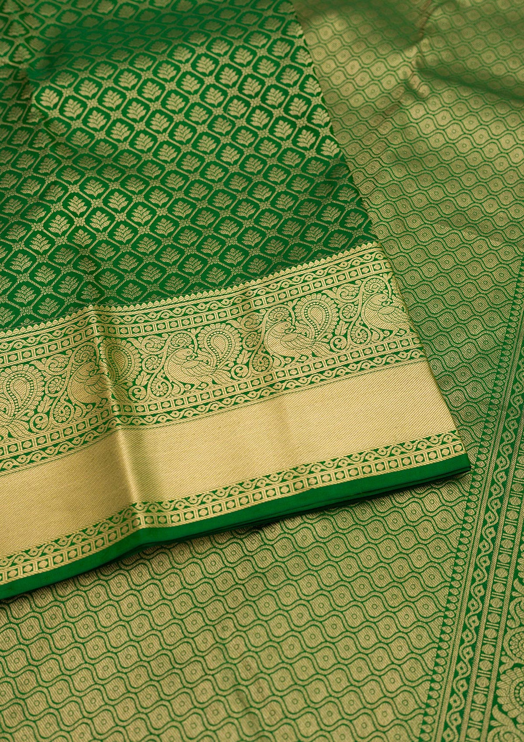 Leaf Green Zariwork Pure Silk Saree