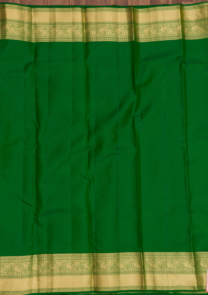 Leaf Green Zariwork Pure Silk Saree