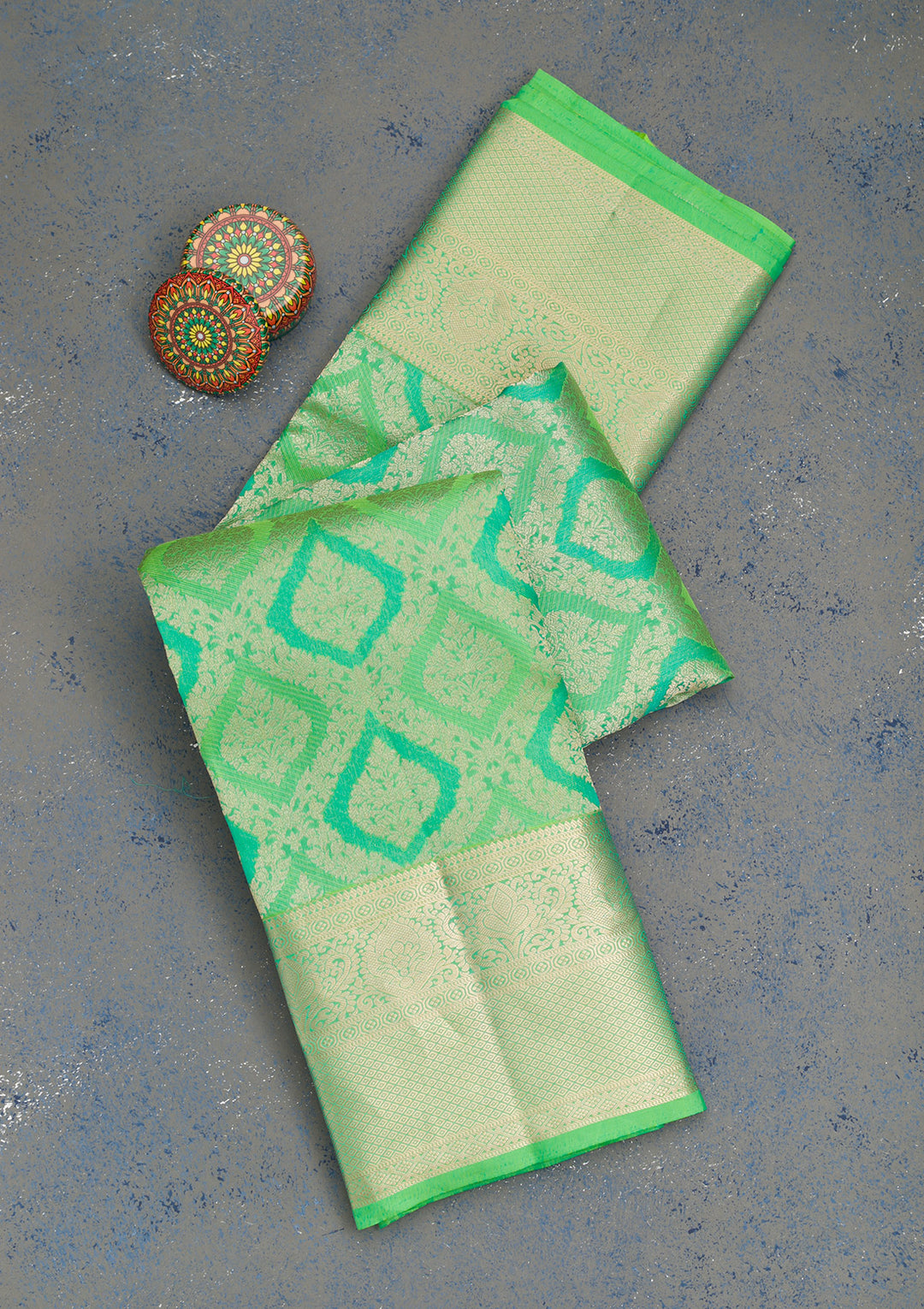 Leaf Green Zariwork Banarasi Pure Silk Saree