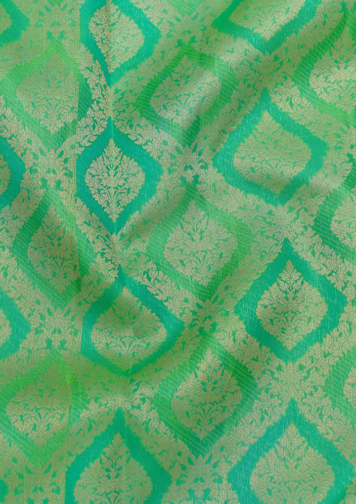 Leaf Green Zariwork Banarasi Pure Silk Saree