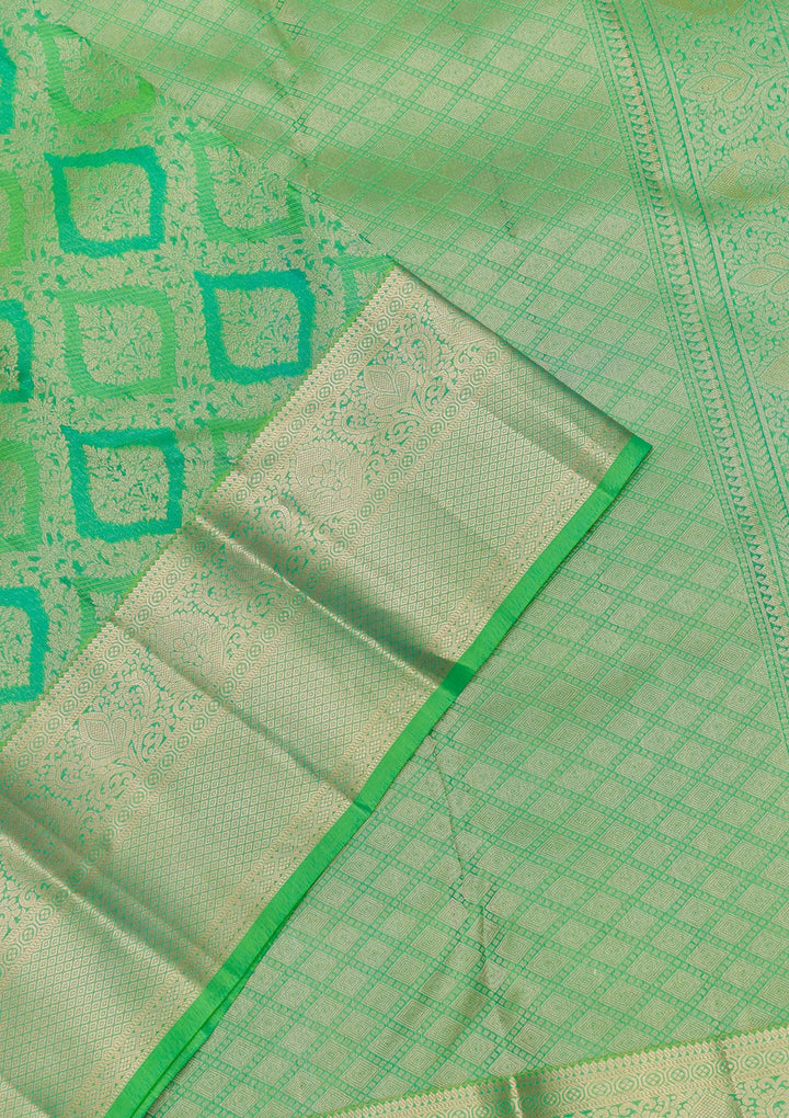 Leaf Green Zariwork Banarasi Pure Silk Saree