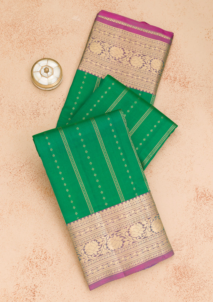 Leaf Green Zariwork Kanjivaram Pure Silk Saree