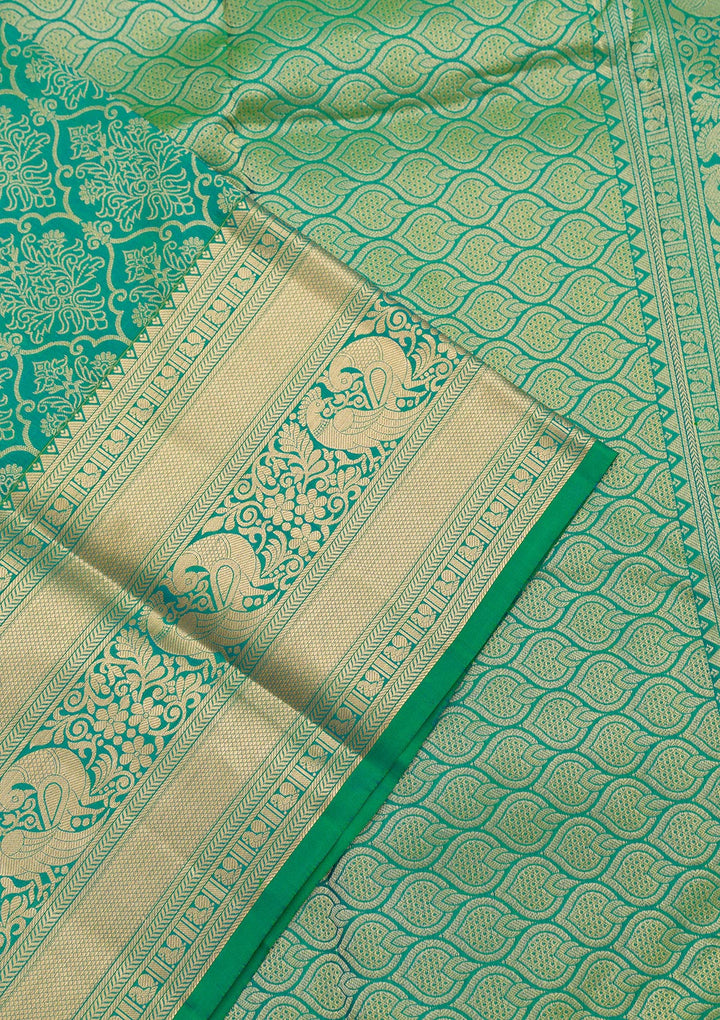 Leaf Green Zariwork Pure Silk Saree