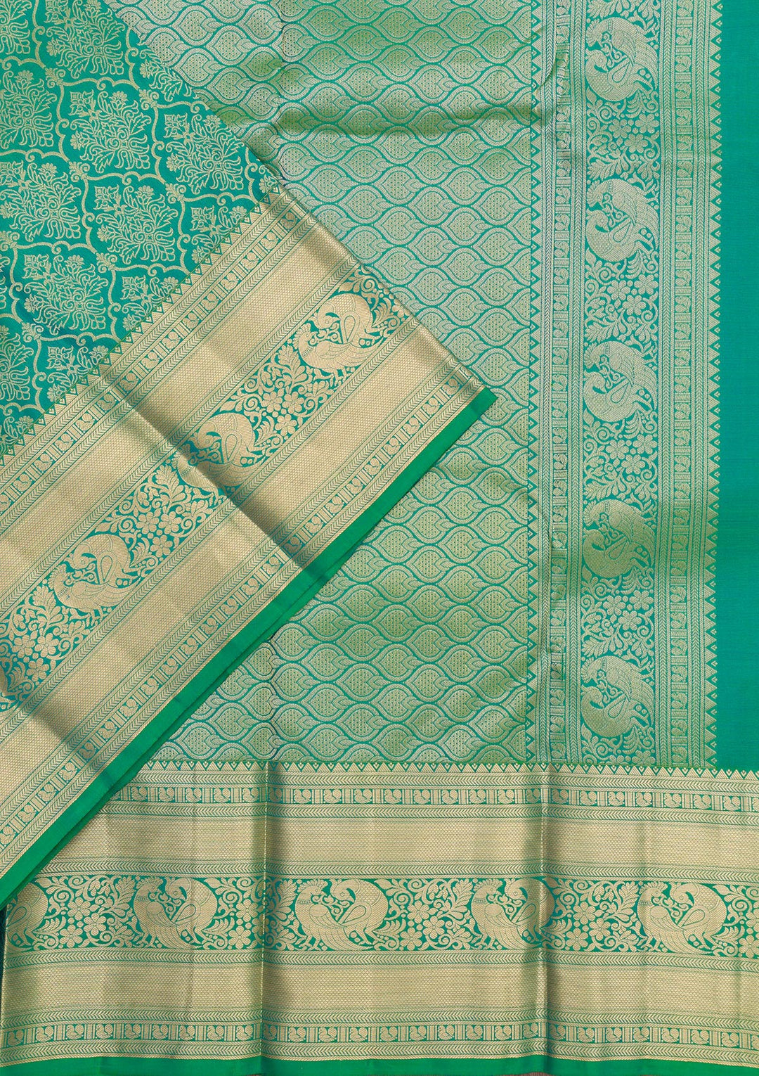 Leaf Green Zariwork Pure Silk Saree