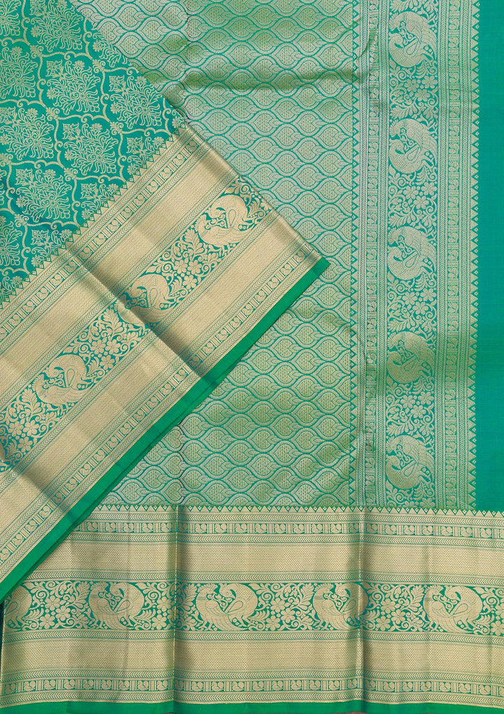 Leaf Green Zariwork Pure Silk Saree