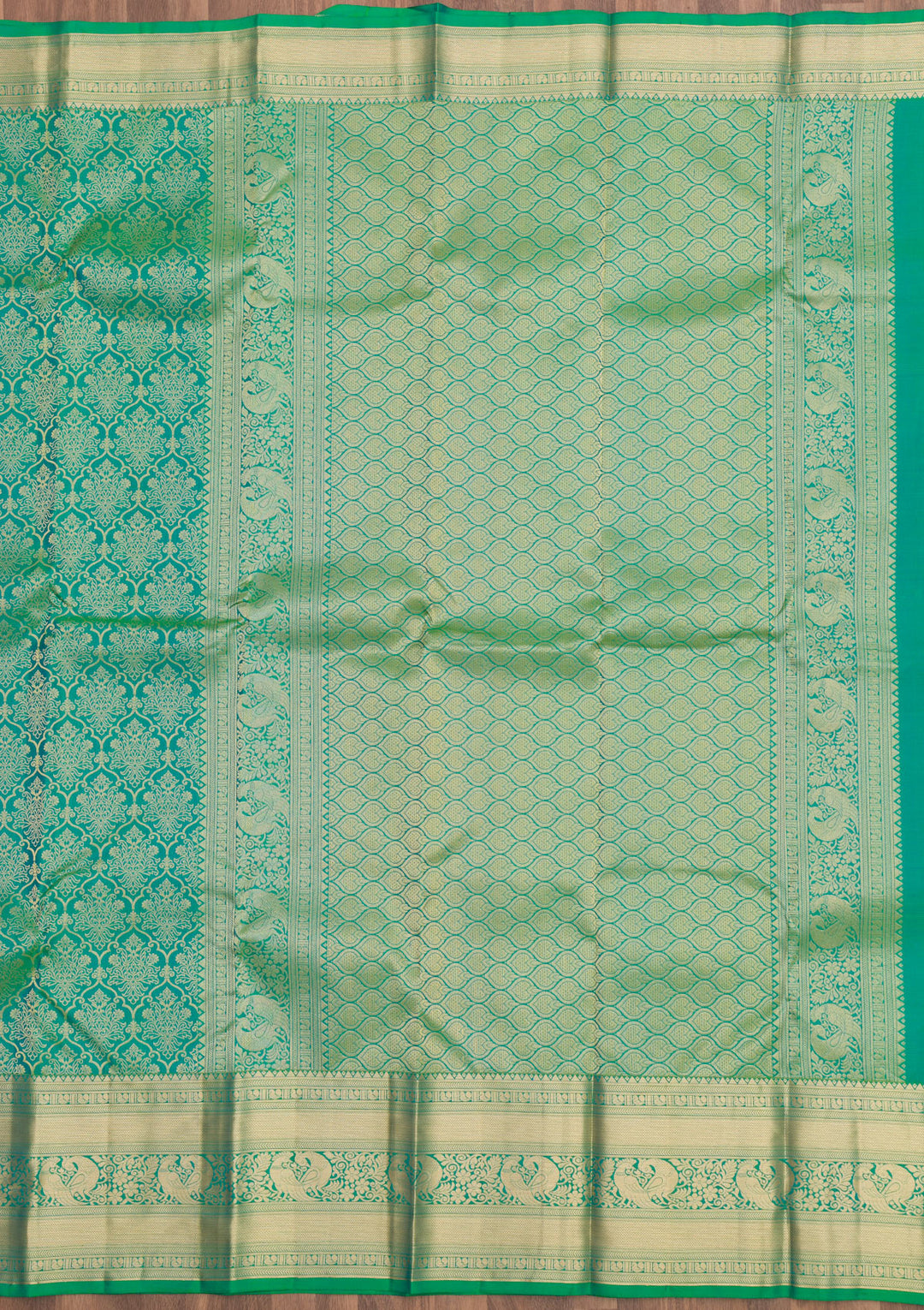 Leaf Green Zariwork Pure Silk Saree