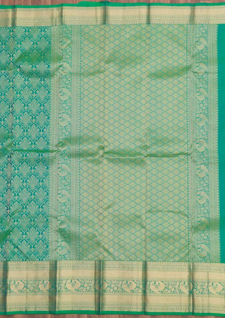 Leaf Green Zariwork Pure Silk Saree
