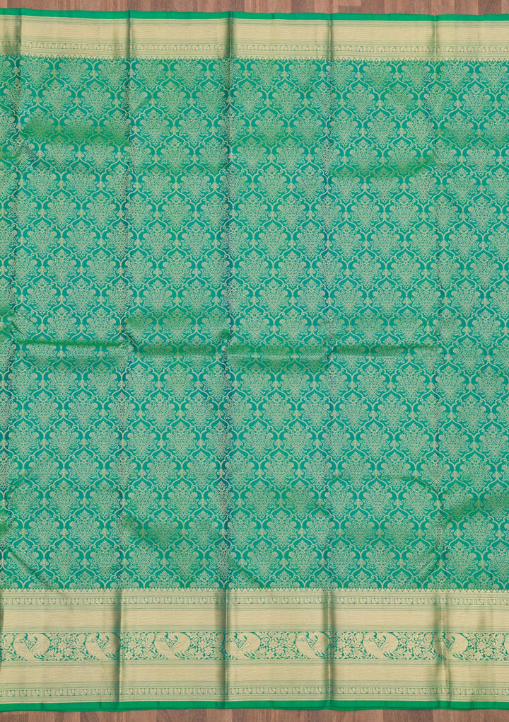 Leaf Green Zariwork Pure Silk Saree