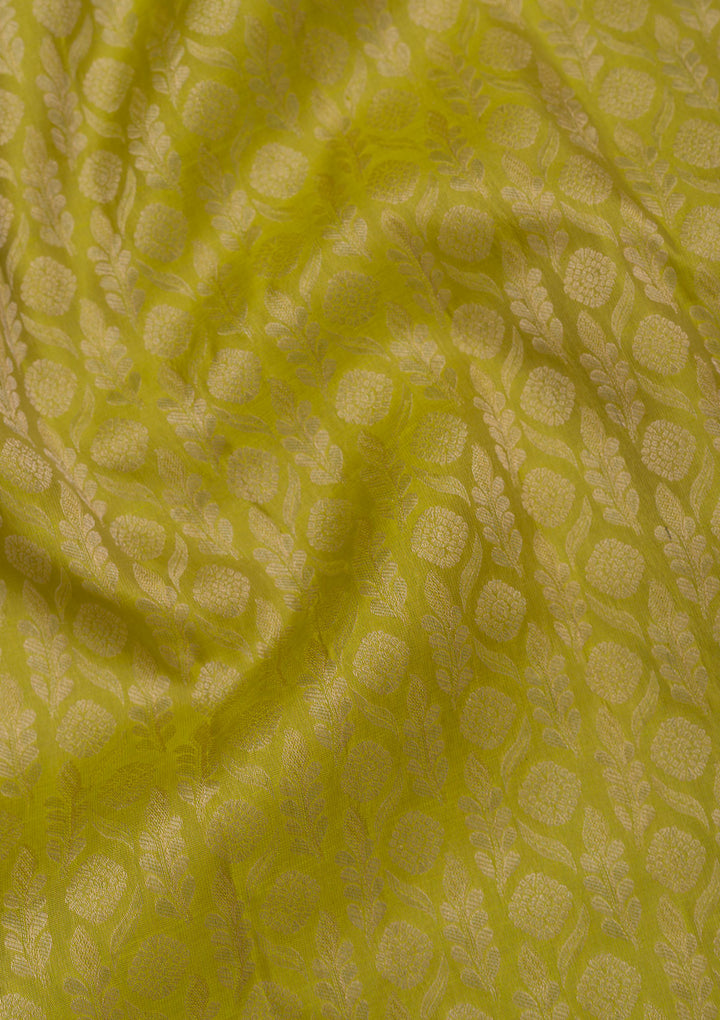 Leaf Green Zariwork Pure Silk Saree