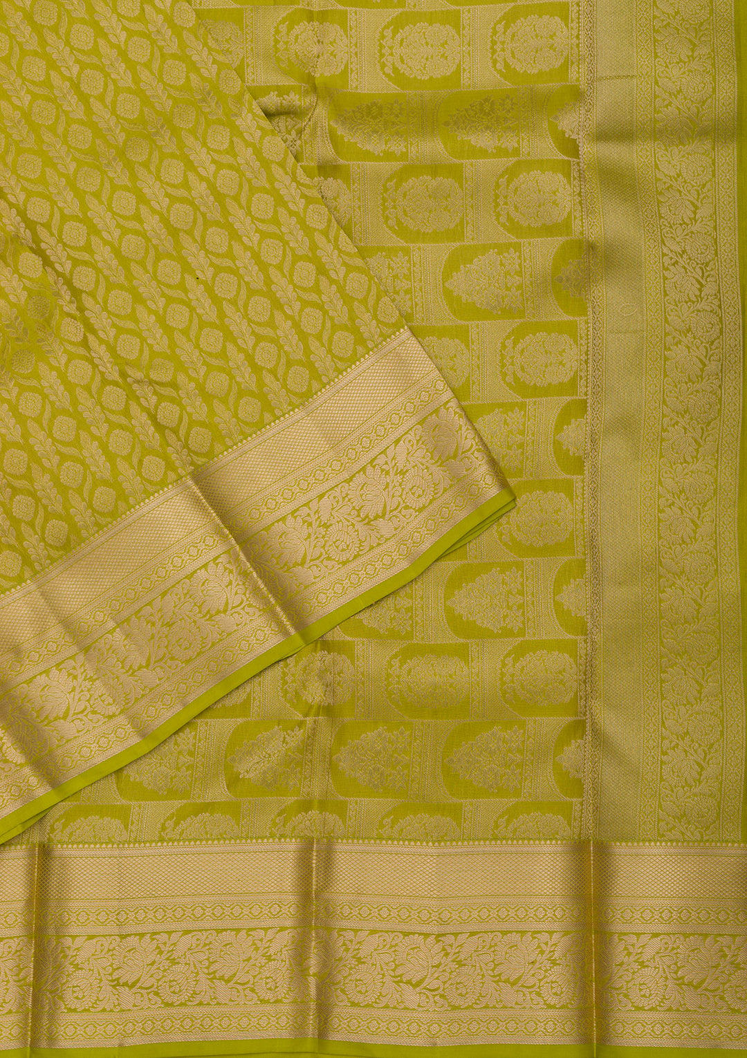 Leaf Green Zariwork Pure Silk Saree