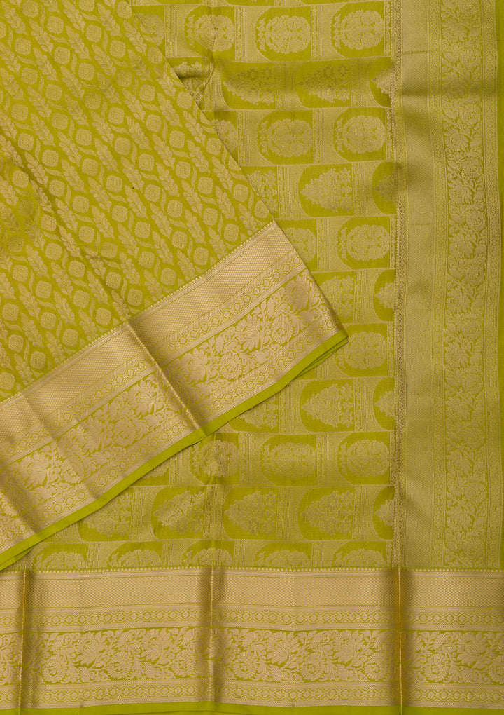 Leaf Green Zariwork Pure Silk Saree