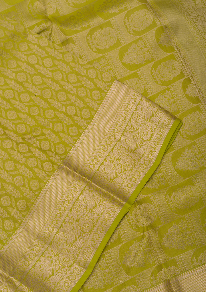 Leaf Green Zariwork Pure Silk Saree