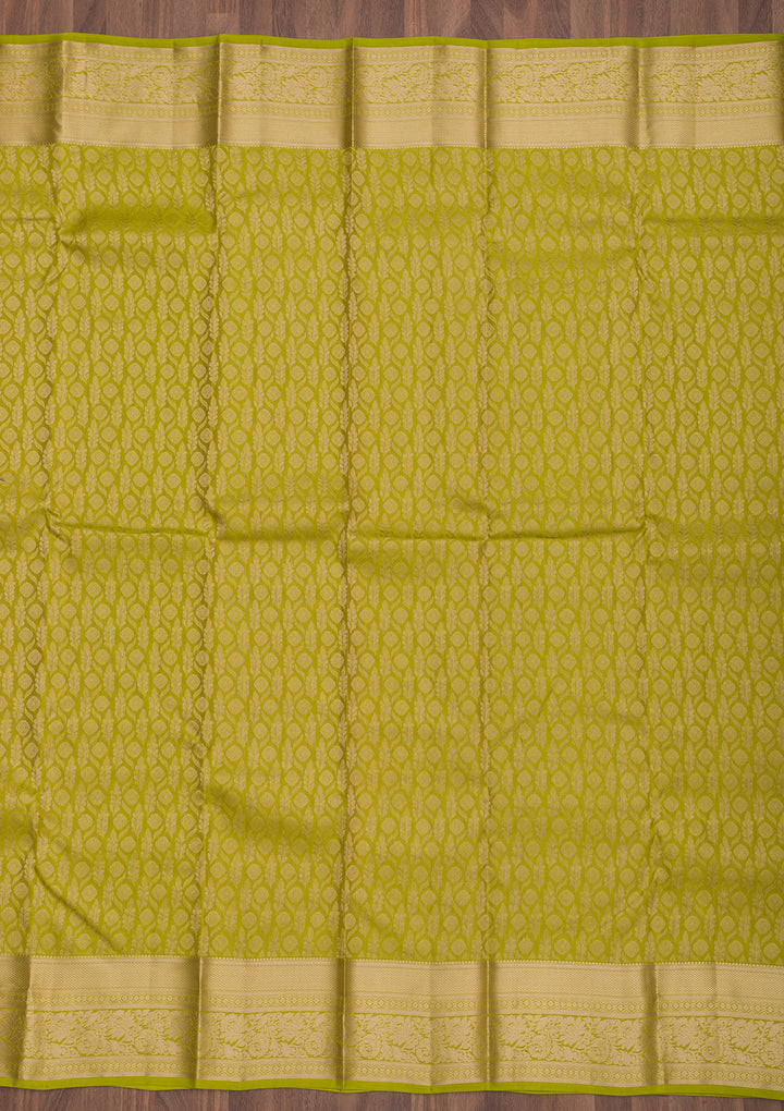 Leaf Green Zariwork Pure Silk Saree