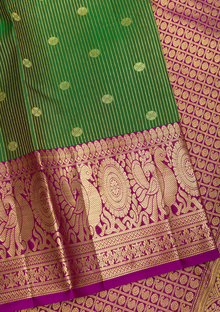 Leaf Green Zariwork Pure Silk Saree