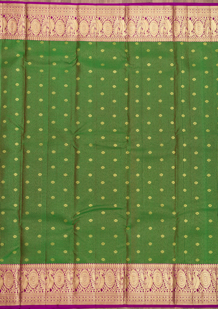 Leaf Green Zariwork Pure Silk Saree