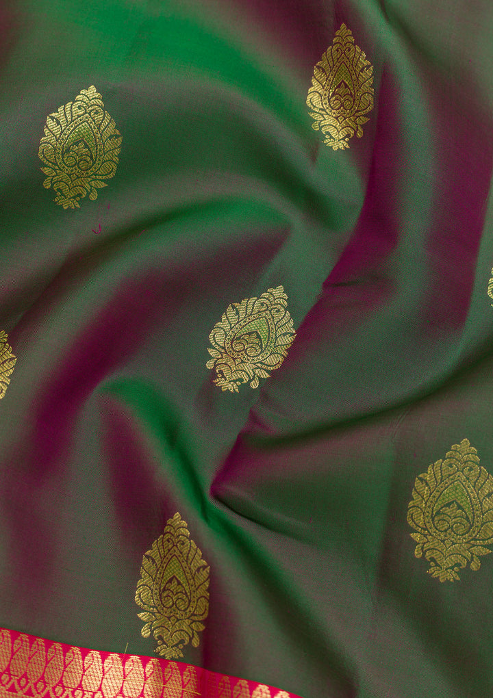 Leaf Green Zariwork Pure Silk Saree