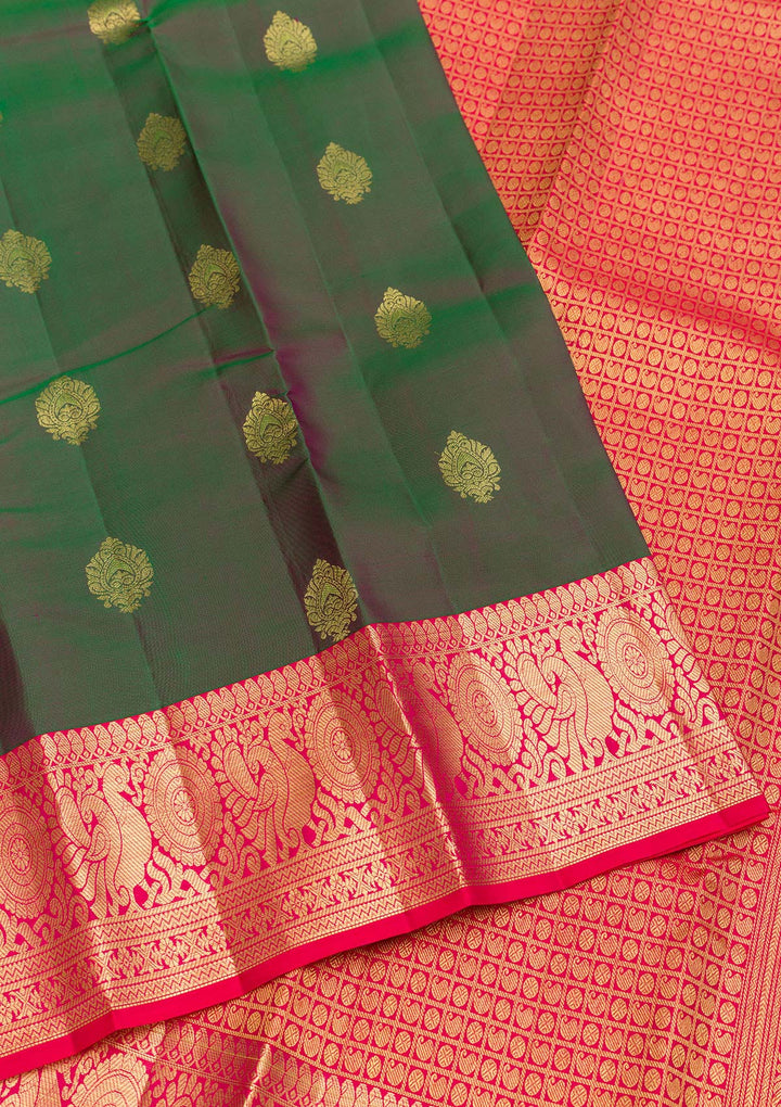 Leaf Green Zariwork Pure Silk Saree