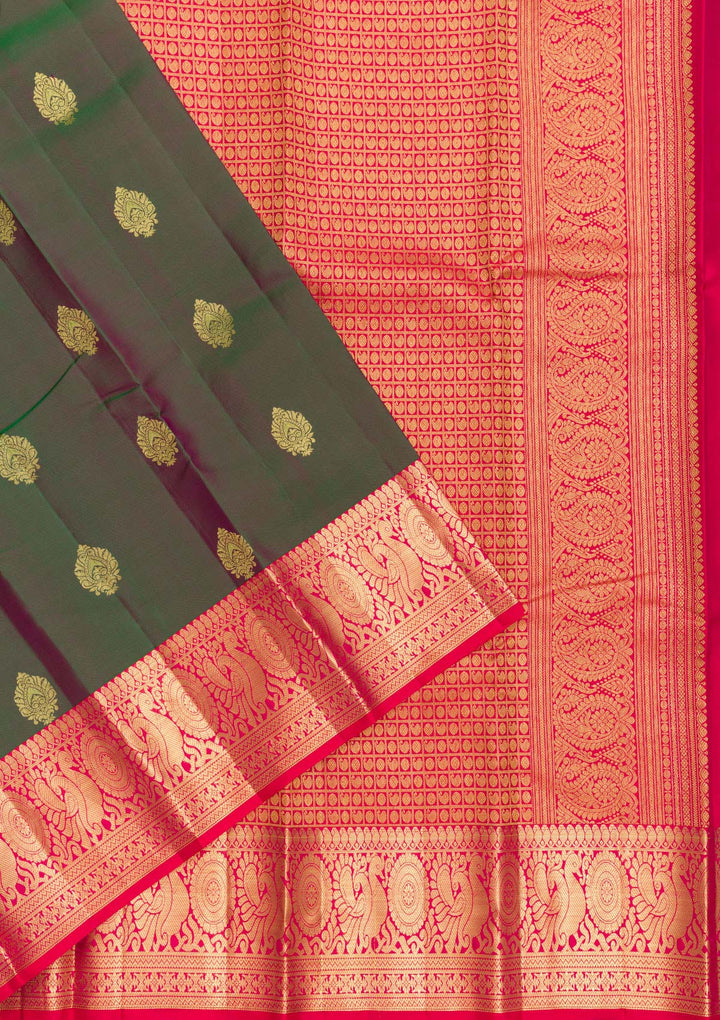 Leaf Green Zariwork Pure Silk Saree