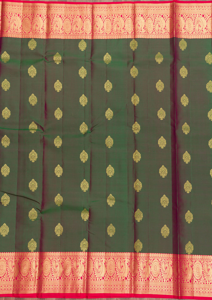 Leaf Green Zariwork Pure Silk Saree