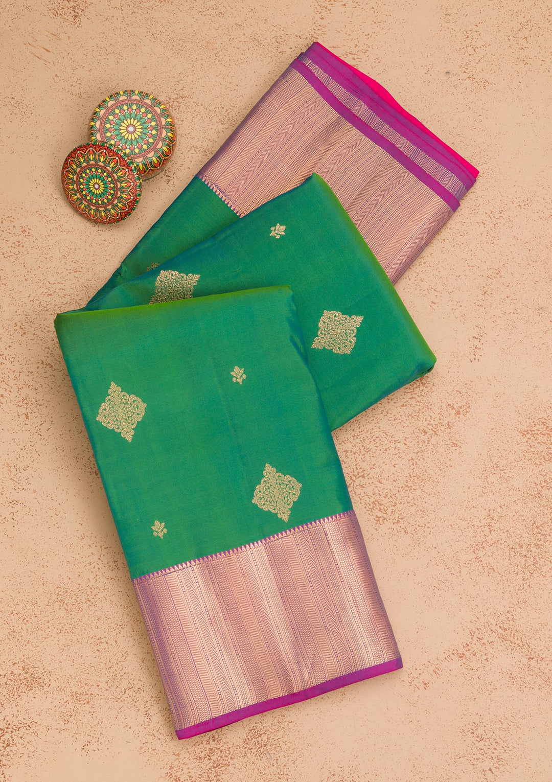 Leaf Green Zariwork Pure Silk Saree