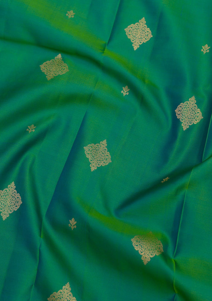 Leaf Green Zariwork Pure Silk Saree