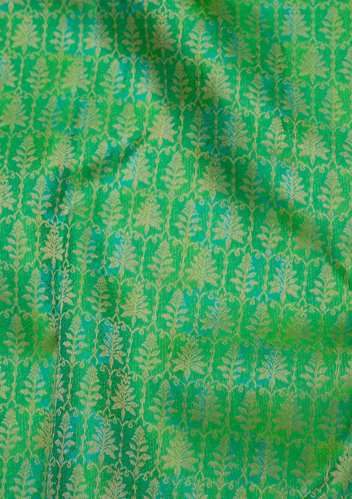 Leaf Green Zariwork Pure Silk Saree