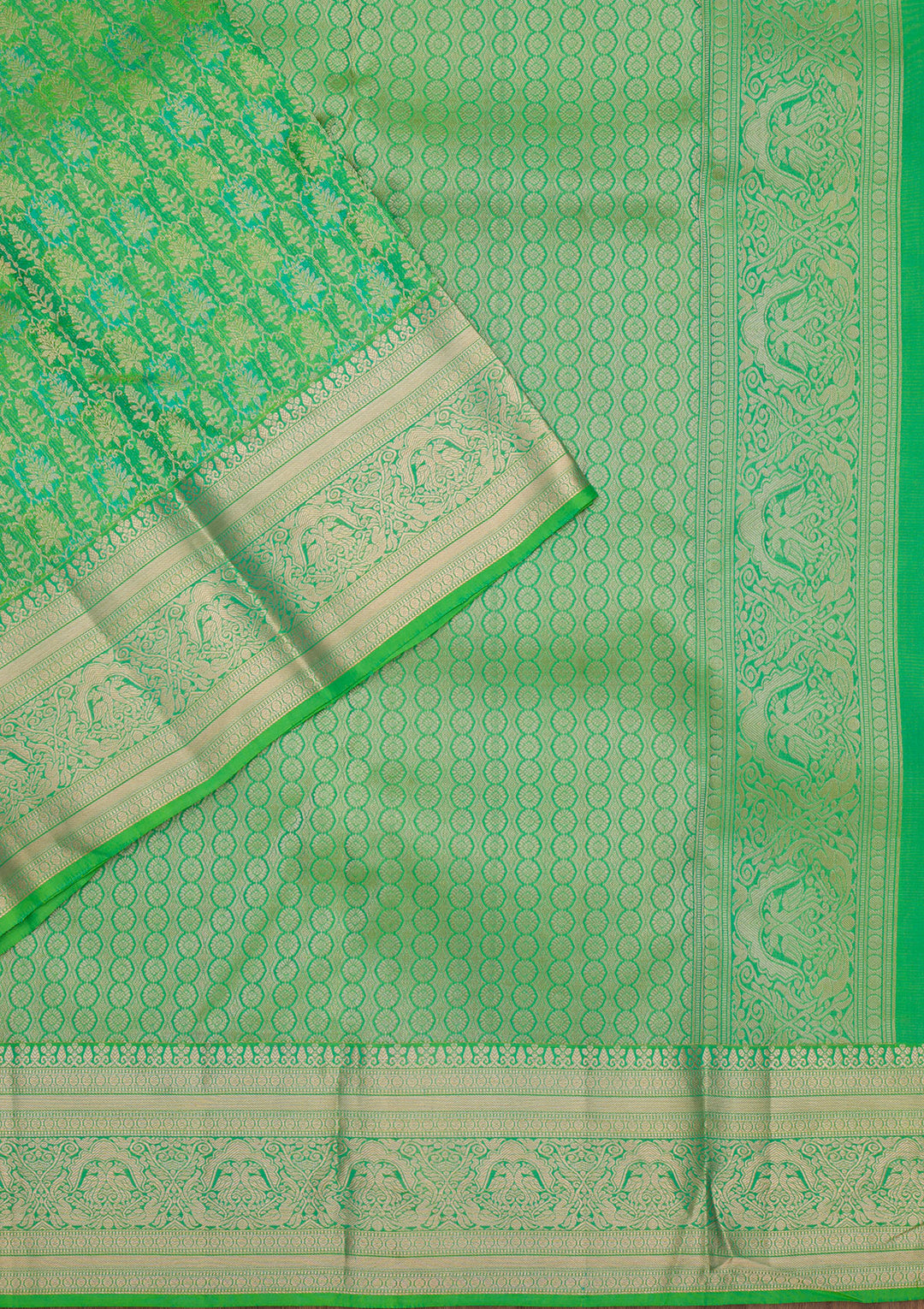 Leaf Green Zariwork Pure Silk Saree